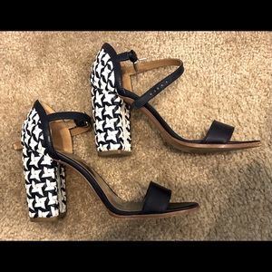Coach Navy & White Terri Semi Matte Calf Sandals
